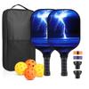 Glass Fiber Pickleball Paddle Set With 4 Balls Carry Bag Lightweight Durable Racket Beginners Recreational Players