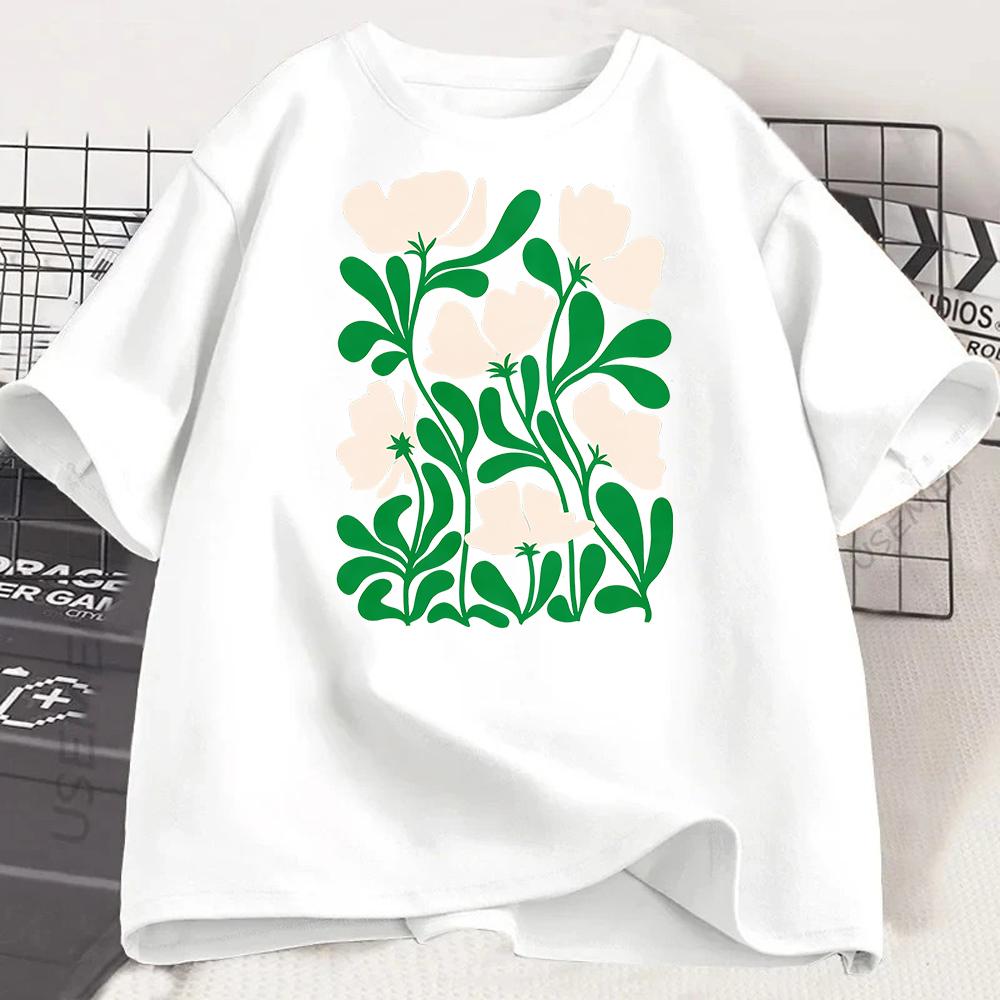 Flower Print Unisex Crew Neck Short Sleeve Unisexs Graphic Tshirt Stylish Comfortable Casual Unisex Top Trendy T Shirt Unisex