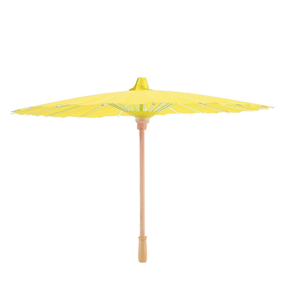 White Blank Paper Umbrella Decor Props for Kids   Hand Painting(Yellow)