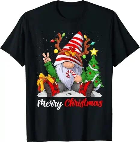 Merry Christmas Gnome Family Matching Xmas Costume Shirts for Women Unisex TShirt Cute Graphic Tee Top Short Sleeve Blouses S