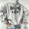 Men Vintage Boxing Slogan NO BOXING NO LIFE Star Graphic Back Print Hooded Sweatshirt Casual Loose Unisex Grey Hoodie