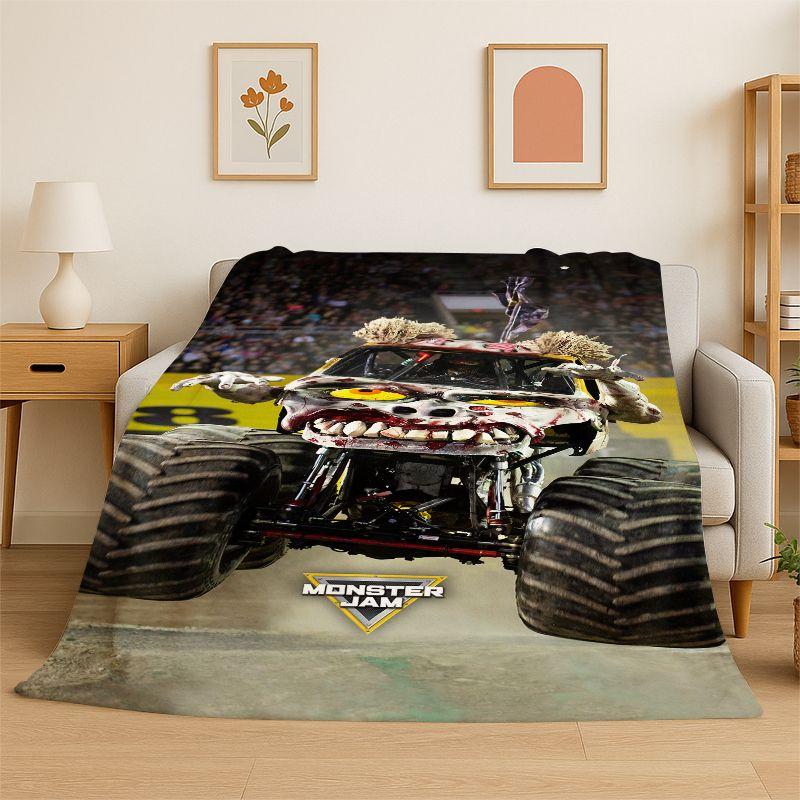 Cartoon Monster Truck Monster Jam Soft Flannel Throw Blanket,Warm Cozy Blanket for Bed,Couch,Sofa,Bedroom,Living Room,Travel