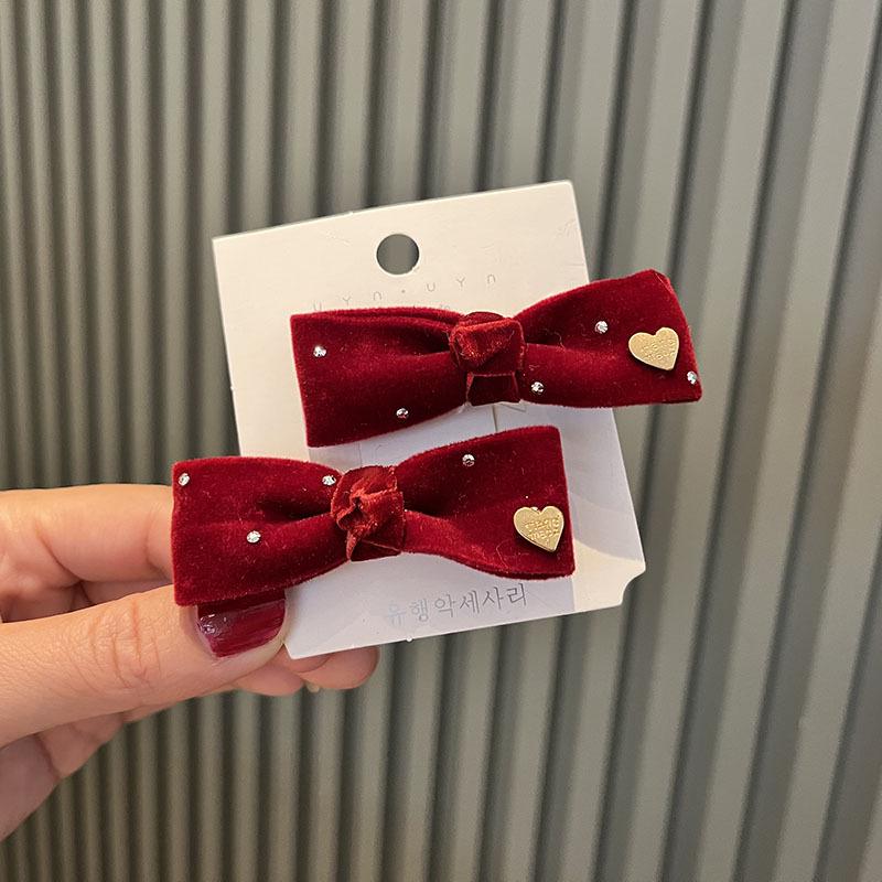 Kinder Weinrot Schleife Haarspange & Stirnband Set - Herbst/Winter Kopfschmuck für Mädchen