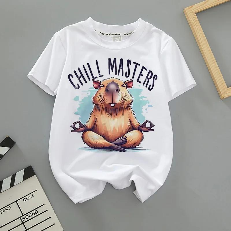 2026 New Cartoon Capybara Summer Children's Wear Short-sleeved Capybara Round-neck Parent-child T-shirt