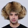 Luxury Men Hat Winter Warm Thick Bomber Fluffy Natural Fox Fur Trapper Ear Hats
