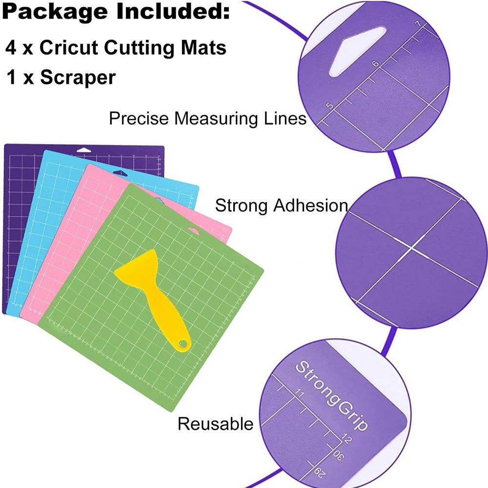 4pcs Non-Slip Cutting Mat with 1pcs Scraper for Sewing, Quilting and Crafts