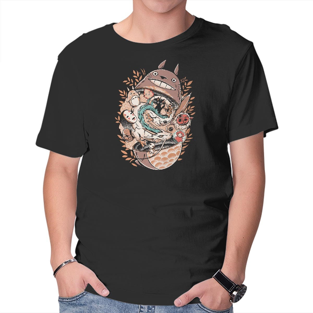 Unisex Crew Neck T-Shirt Neighbor Matryoshka Graphic Short Sleeve Casual Tee L