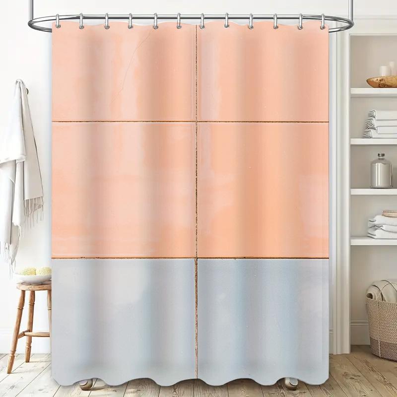 Shower Curtain Rectangular Bathroom Decor Pink Gray Shower Liner Waterproof Bath Accessories Decoration