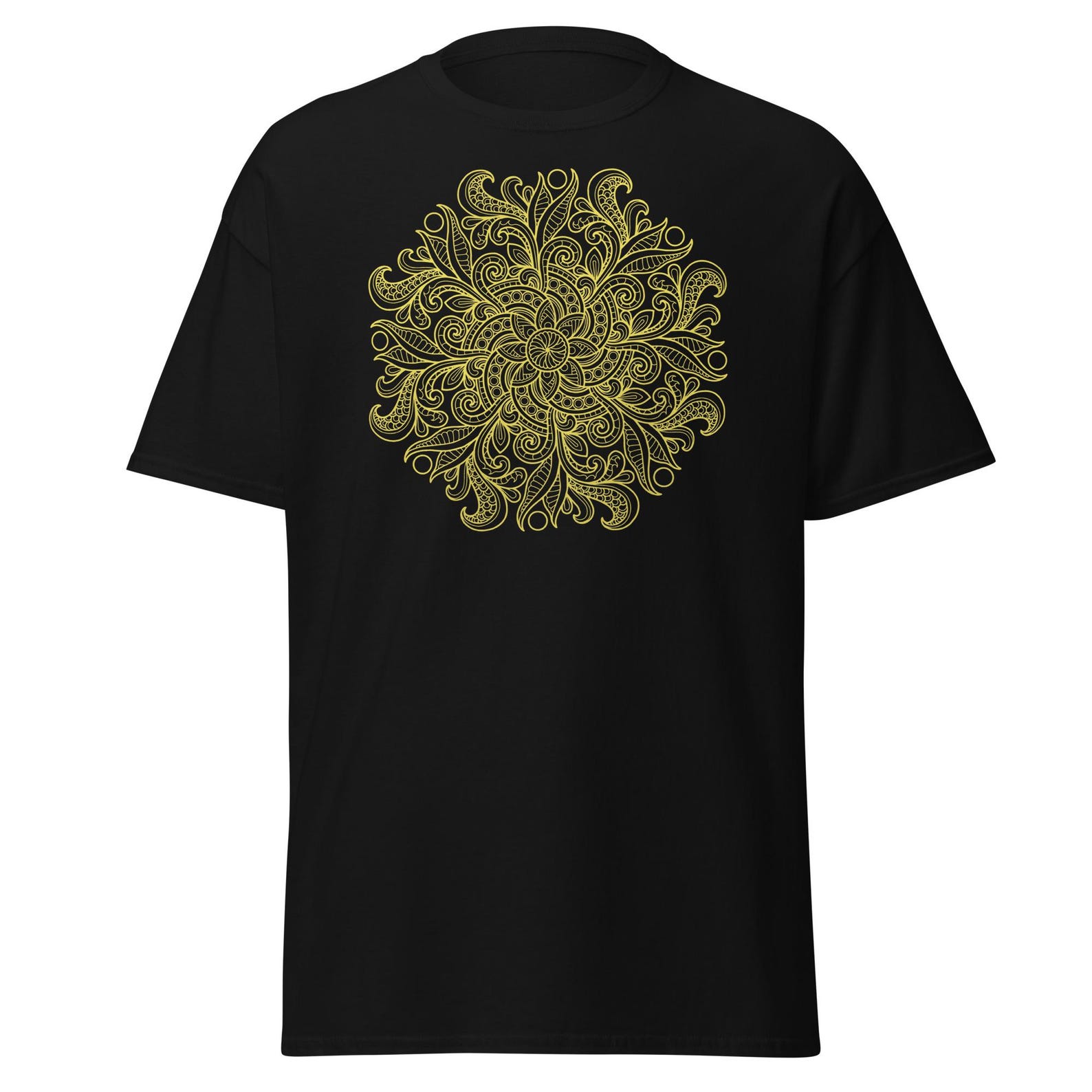 Leaf Mandala T-Shirt: Unisex Cotton, Boho Yoga Tee 2XL