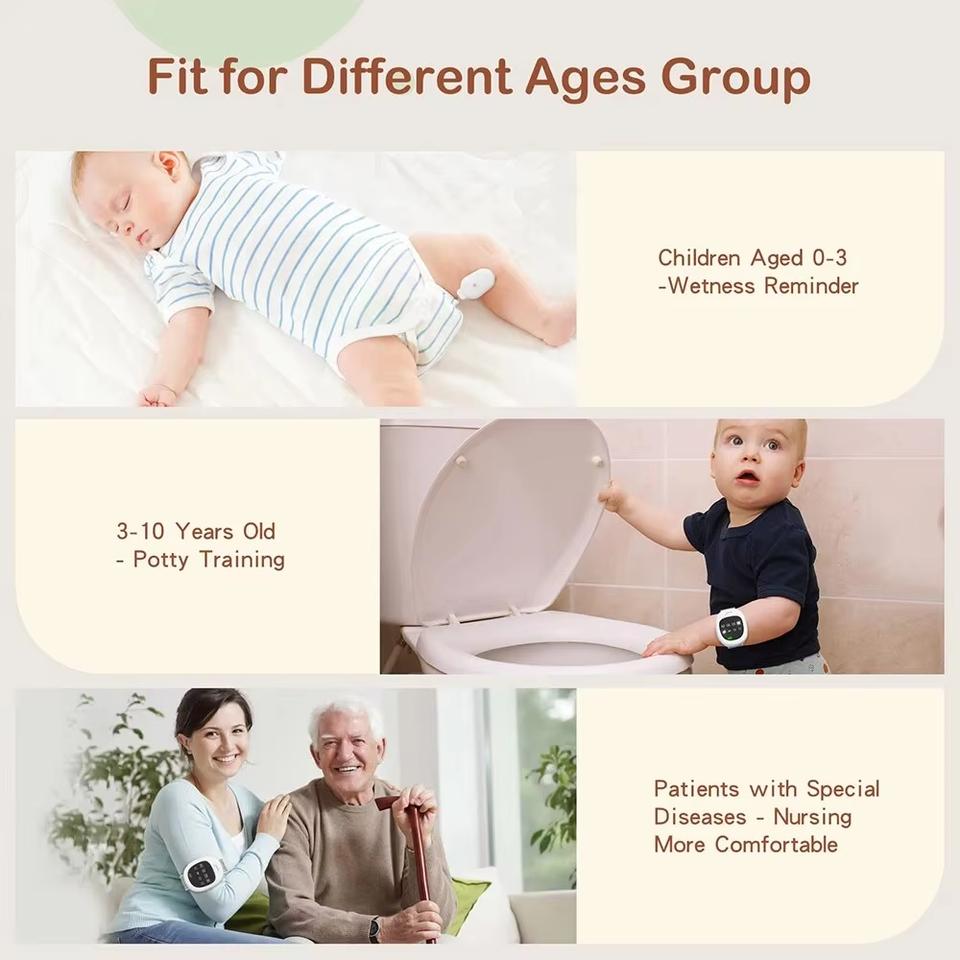 40M Wireless Bedwetting Alarm Adults Elder Potty Training Sensor Enuresis Bedwetting Alarm with Wristband for Kids Elder Care