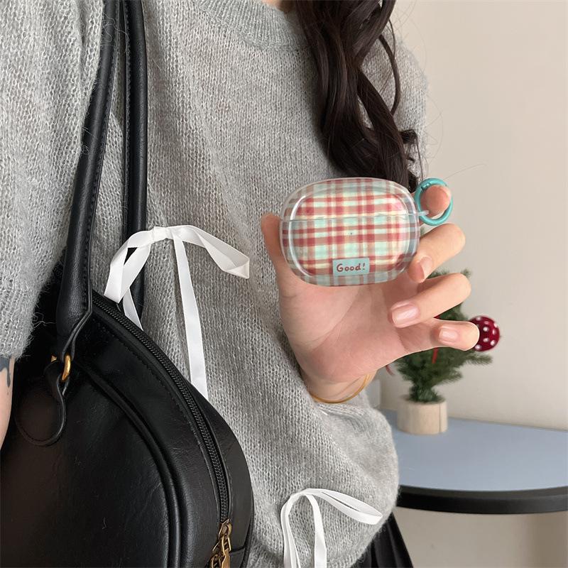 Korean ins contrasting color plaid for AirPods 1 /1 earphone protective case 1pro second and third generation girl minimalist