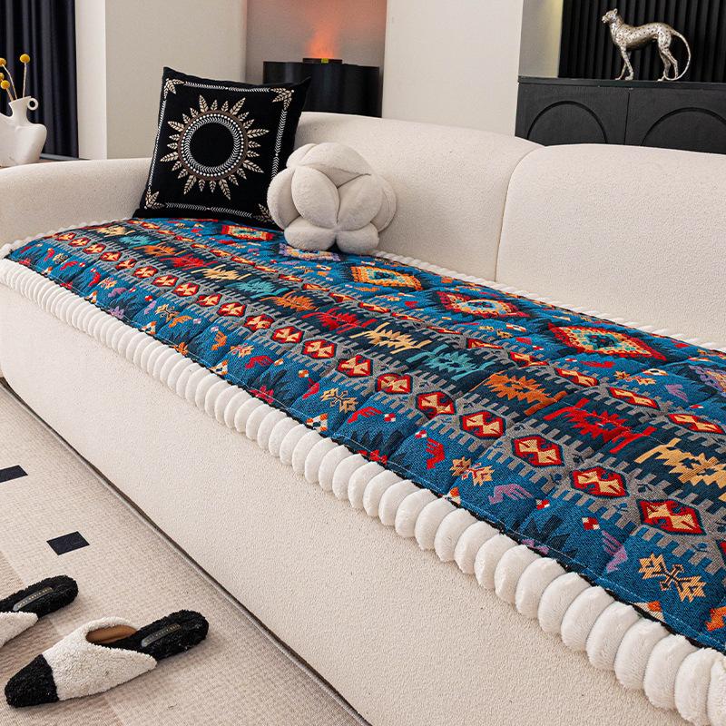 Bohemian Style Sofa Cushion Thick One-piece Anti Slip Sofa Cover Autumn Winter Soft Mat Window Sill Cushion Multi-purpose All Season Universal Cover