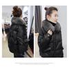 Big Size Women's Fat Sister Winter Cotton Coat Female Hair Collar Loose Bright Surface Down Cotton Jacket Coat