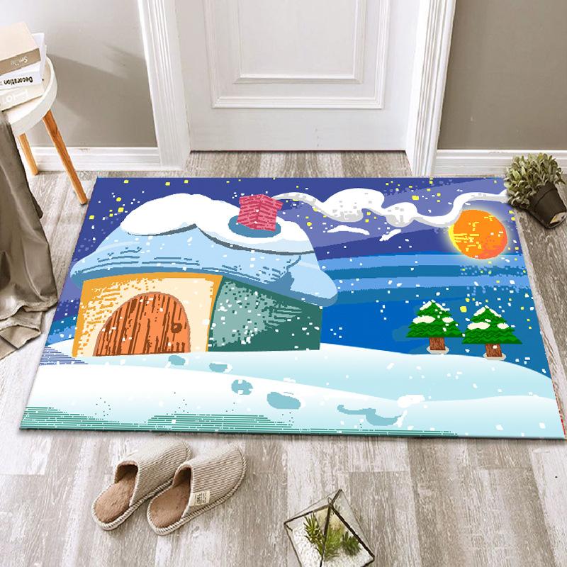 Christmas Floor Mat Festive Atmosphere Feeling Absorbent Non-slip Foot Mat Household Door Floor Mat