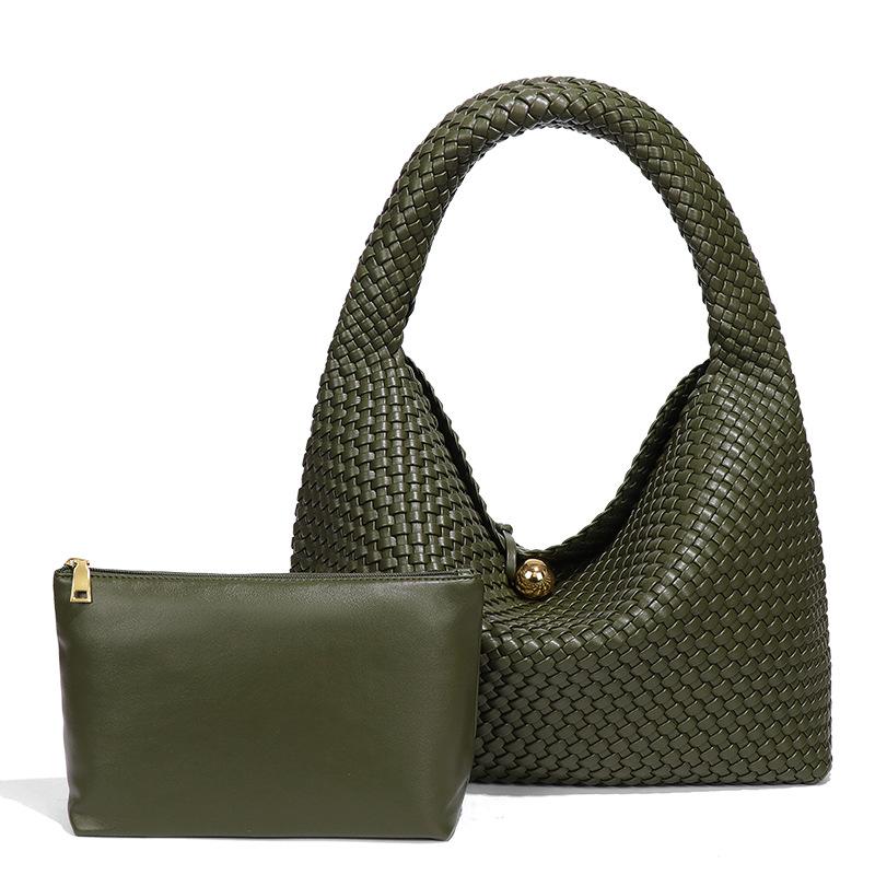 Fashion new small golden ball hand-woven women's bag texture trend niche single shoulder armpit bag large capacity hand bag