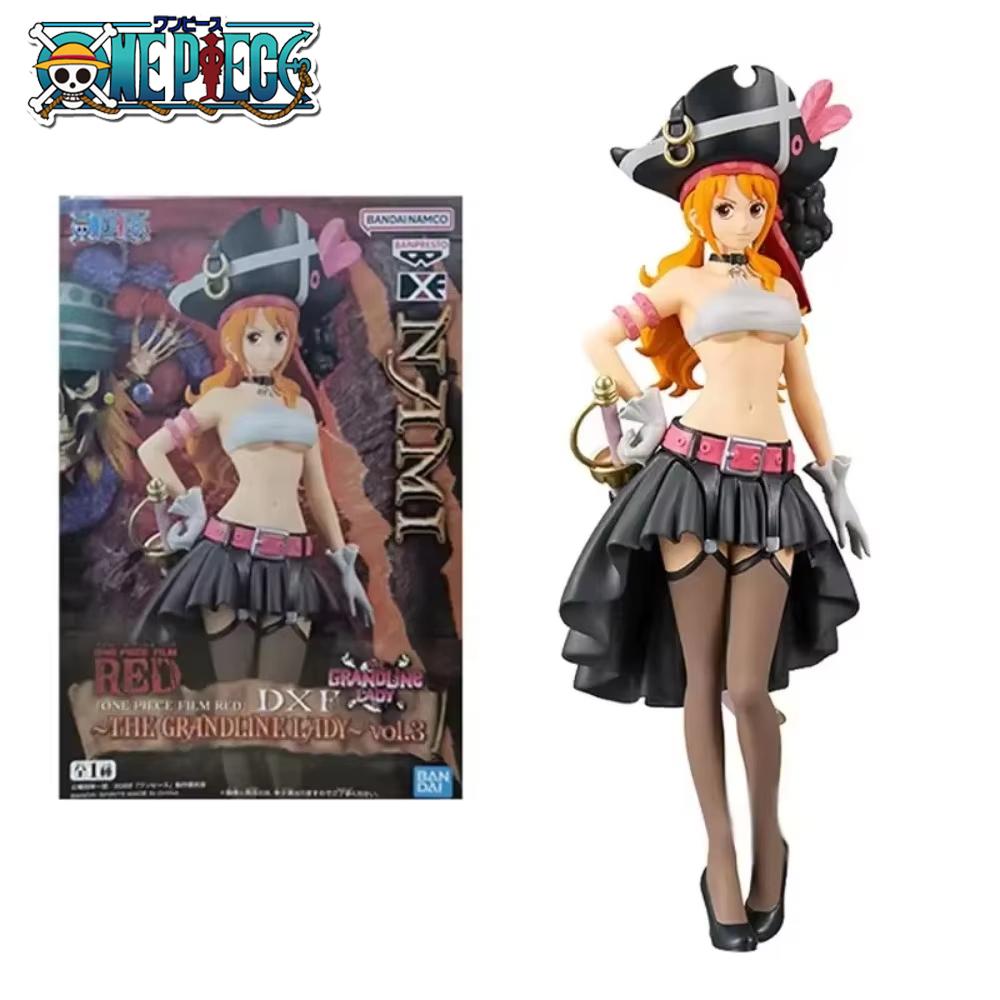 19.5CM Animation One Piece Nami Black Clothes Action Figure ONE PIECE FILM RED Dress Up Figurine POLYVINYL CHLORIDE Collector-Worthy Miniature