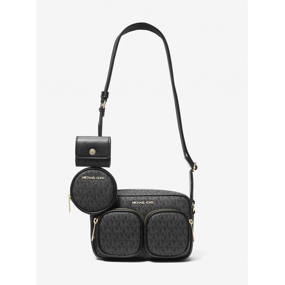 

Michael Kors Jet Set Item Crossbody With Tech Attach Medium Mk Signature 35s2gttc2b1 Black F