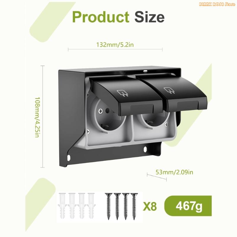 K1AE 2 Gang Waterproof Outlet Outdoor Power Socket Surfaces Type 2 Gang Wall Socket