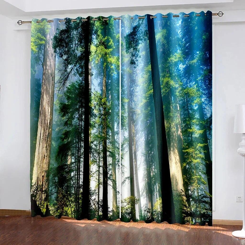 Natural Seaside Scenery High Blackout Curtains Landscape Modern  Drape For Living Room Bedroom Curtain Home Kitchen Curtain New