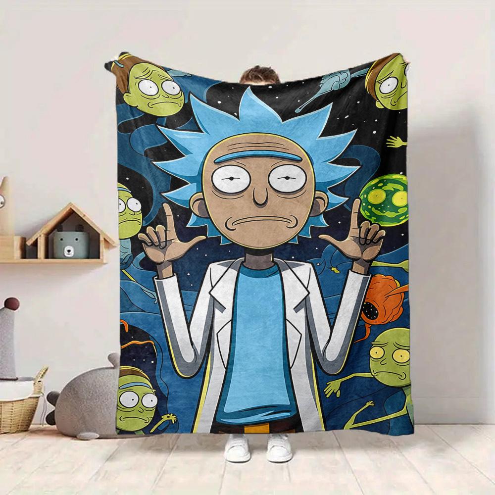 1pc Rick Sanchez Blanket Lightweight Flannel Throw For Sofa, Bed, Travel, Camping, Livingroom, Office, Couch, Chair, And Bed