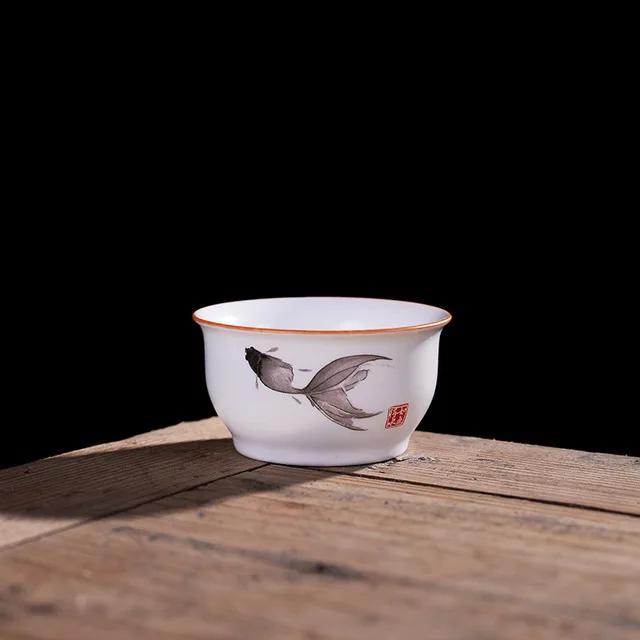 4pcs High Quality White Porcelain Tea Cup, Ding Kiln White Teacup , Matt Glaze Kung Fu Tea Set Tea Ceremony Supplies Mug