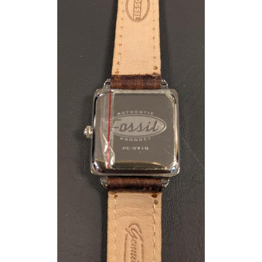 Used FOSSIL Watch Brown Leather Belt Diamond Cut Windshield Ladies New