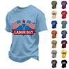 Men's Loose Fit Short Sleeve Casual T-Shirt Labor Day Printed Crew Neck Cotton Blend Top for Everyday Wear