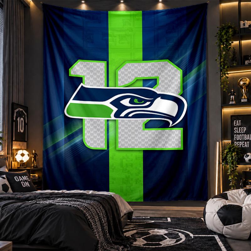 Arazzo da Appendere a Parete Stampa Seattle Seahawks Tessuto per Soggiorno Camera da Letto Decorazione per la Casa