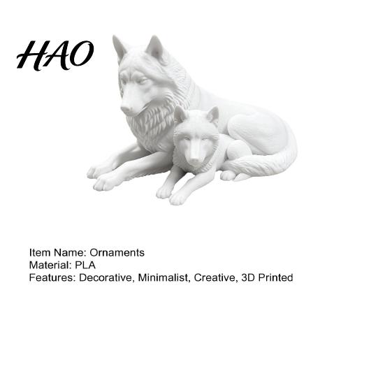 3D Printed Wolf Art Collectibles Figurine, Parent And Child Animal Statue, Modern Decorative Pieces for Study Display Minimalist Sculpture Living Room