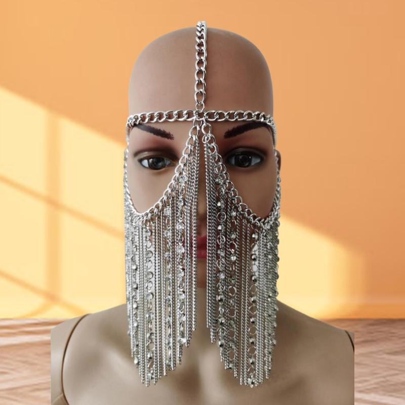 Elegant Metal Tassels Head Chain Face Covering Masquerades Party Accessory for Women Costume Parties Dressingup Supply