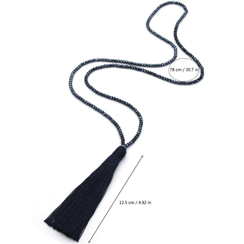 Colorful Crystal Long Tassel Necklace for Women - High-End Chain Jewelry