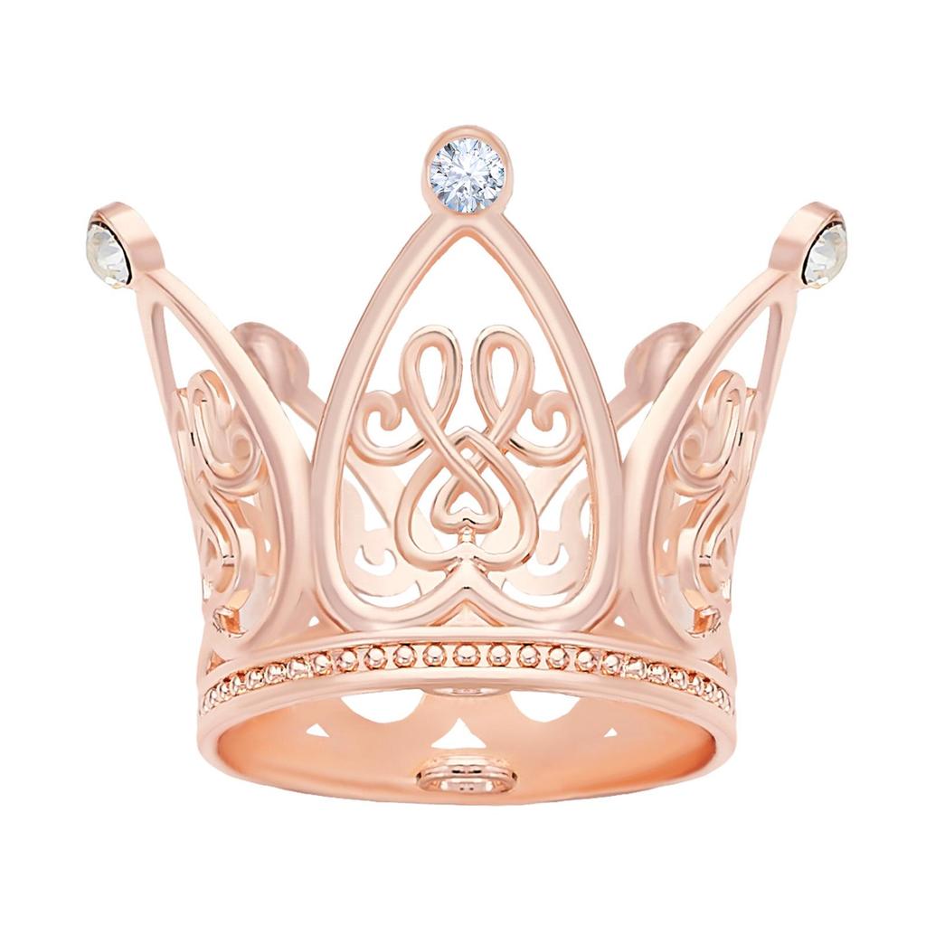Heart-Shaped Crown Cake Decoration: Mini Cartoon Toy & Perfume Bottle Cap with 6 Diamond Alloy Accents