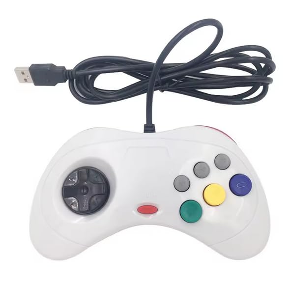 

USB-геймпад у стилі Sega Saturn, 9 кнопок, з D-pad, для ПК-ігор, білий