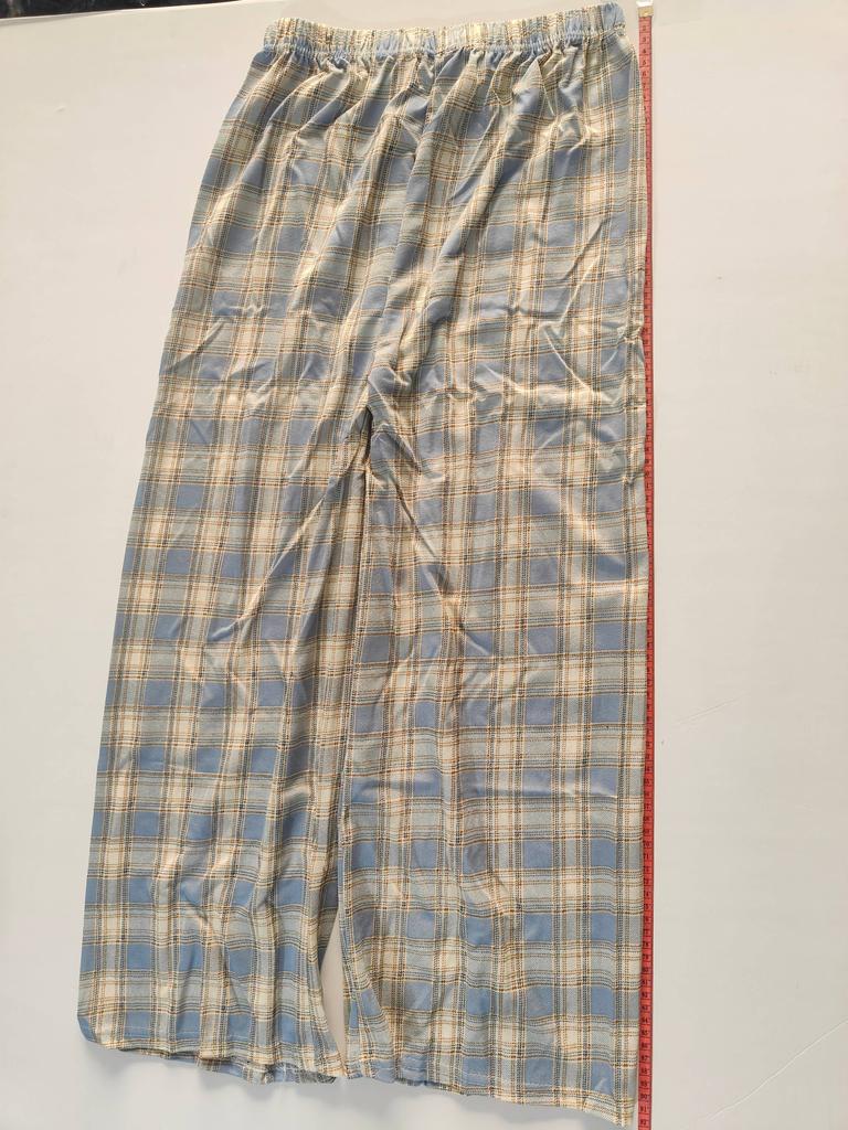 Letní tenké kostkované kalhoty pro ženy, ležérní volné široké kalhoty s vysokým pasem, hip-hop, streetwear, rovné kalhoty