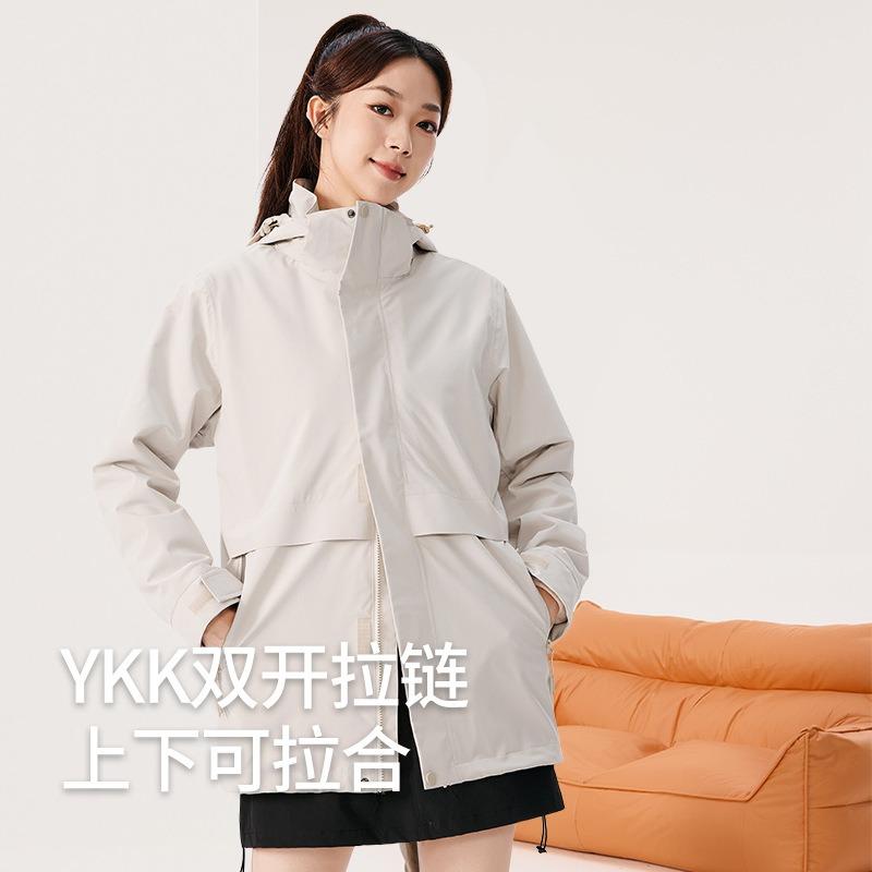 Medium and long jackets men's and women's three-in-one commuting rainstorm-proof outdoor travel windproof business work clothes
