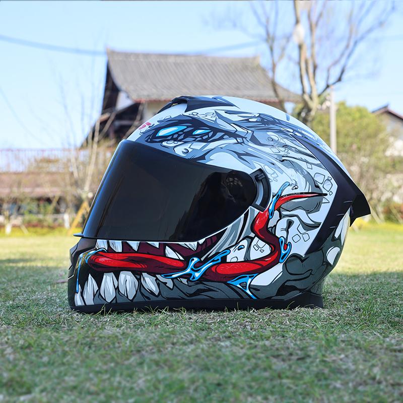 LVS-702 Motorcycle Helmet, Men's and Women's Dual Lens Couple Street Bike Full Helmet, Personality Prone Racing Helmet