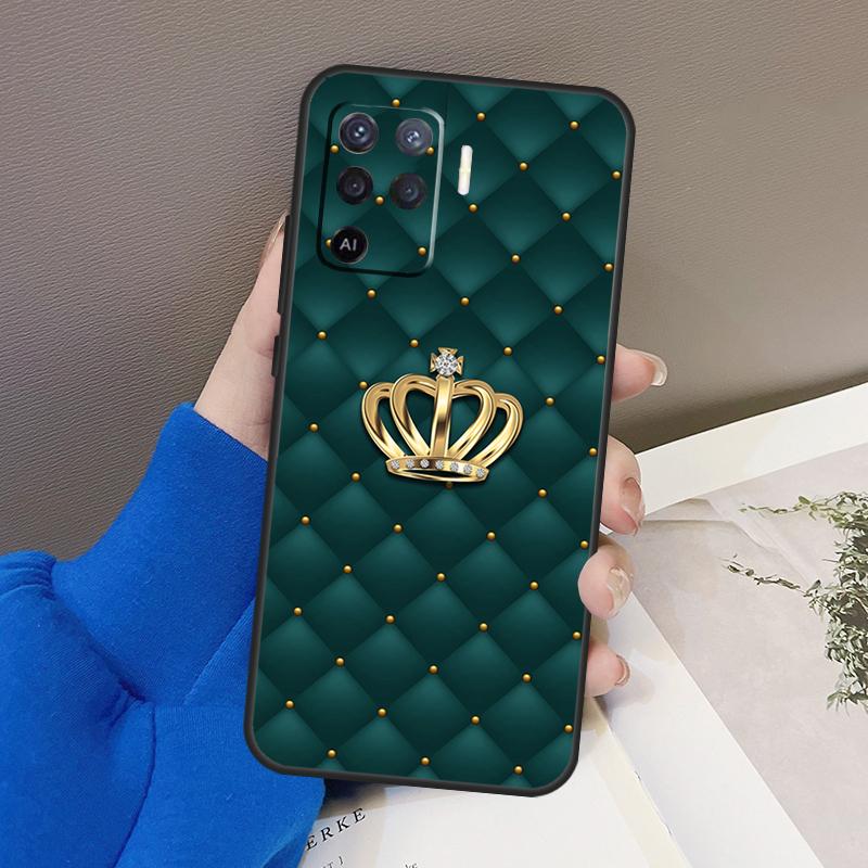 Quilted Texture Sofa Pattern Crown Case For OPPO A5 A9 A31 A53 2020 A53S A1K A15 A16 A52 A72 A92 A83 A91 A54 A74 A94 Coque