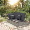 Day and Night - Day and Night Convertible Double Lounger and Dark Gray Synthetic Rattan Cushions