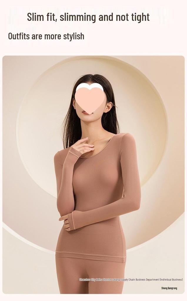 Skin-Beautifying Women's Warm Underwear Set with Hyaluronic Acid for Autumn and Winter