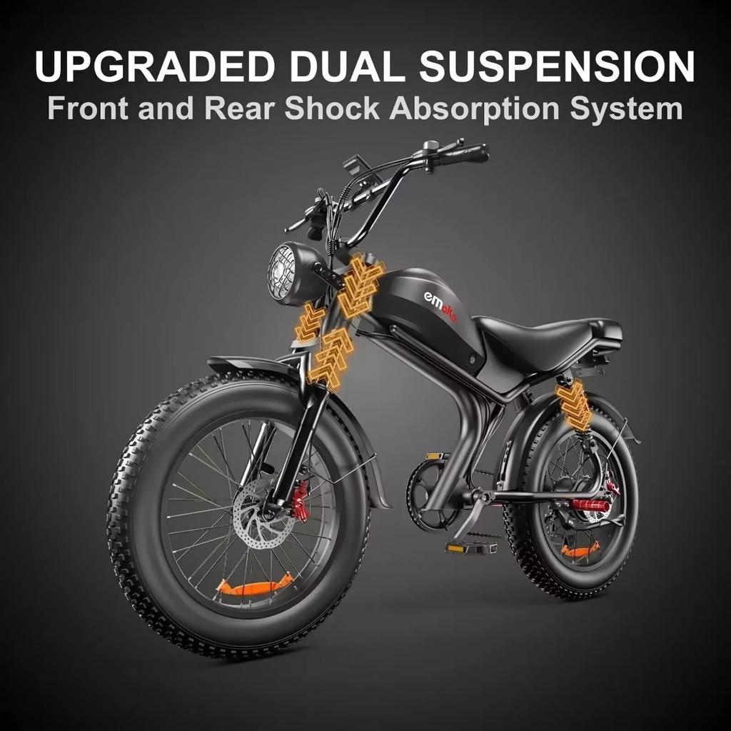 EMOKO C93 Retro Electric Bike 1000W Motor 20" Fat Tire City E-Bike 48V20Ah Battery Long Range Mountain Bike MTB Off Road Bicycle
