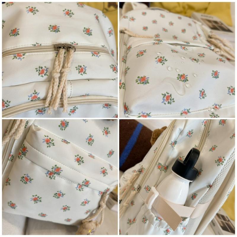 High Value Small Fresh Floral Girl Student Backpacks College Style Large Capacity Nylon Schoolbag College Students Teenagers Going Out Travel Rucksack