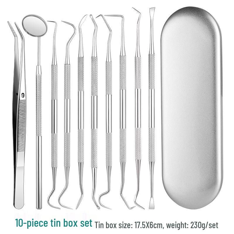 Stainless Steel Dental Tool Set - Mouth Mirror & Tartar Cleaning Care Tools