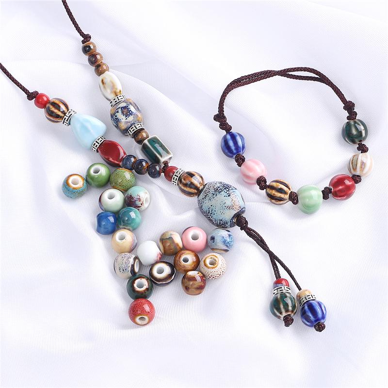 20 Stück 10 mm Blumenglasur-Porzellanperlen, runde Spacer-Keramikperlen für Schmuckherstellung, DIY-Charms, Armbänder, Halsketten, Basteln