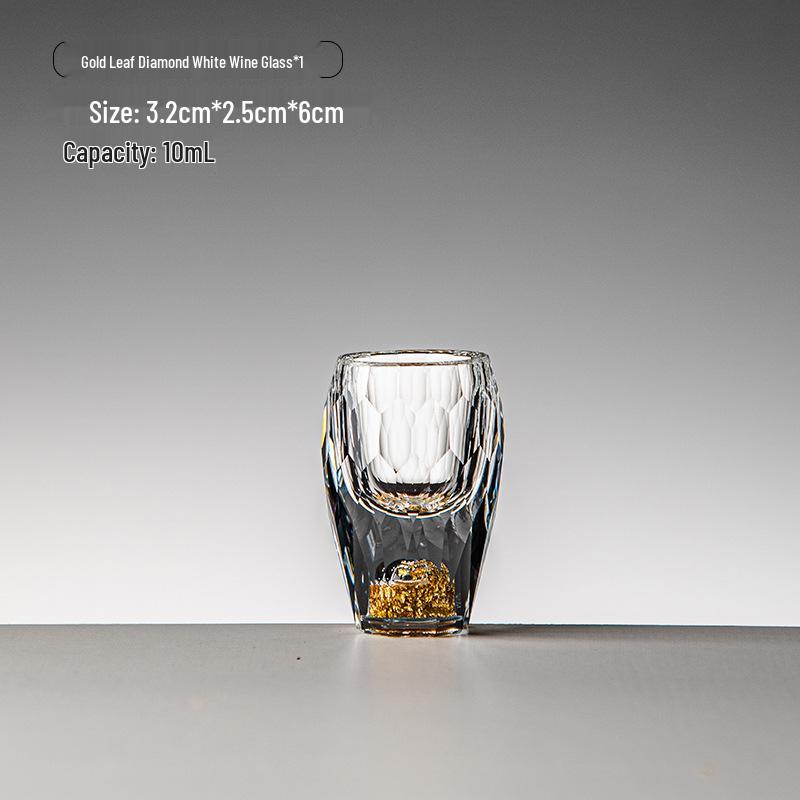 Gold Foil Shot Glass Set – Crystal White Wine Cups, Customizable with Logo