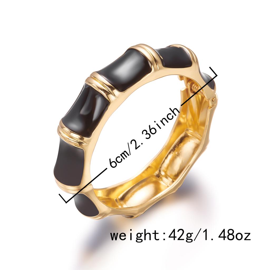 Hiphop Vintage Enamel Bangles for Women Classic Irregular Geometic Black Gold Color Chunky Bracelets Vacation Stacked Jewelry Gi