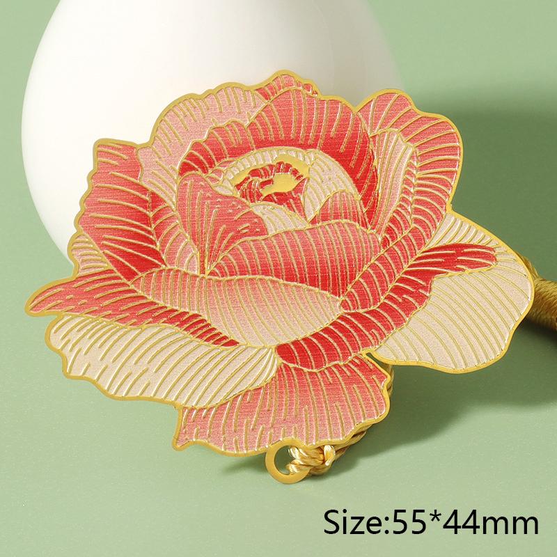 Chinese Style Vintage Rose Flower Leaves Metal Bookmark Tassel Book Clip Pagination Mark Student Gift Stationery School Supplies