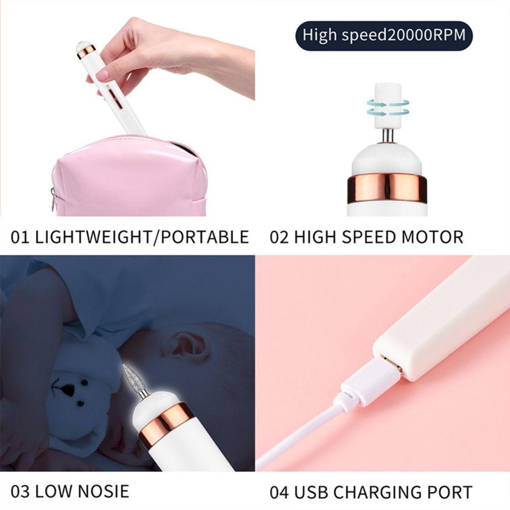2nd Gear Nail Polishing Machine With LED Light Electric Manicure Art Pen Tools
