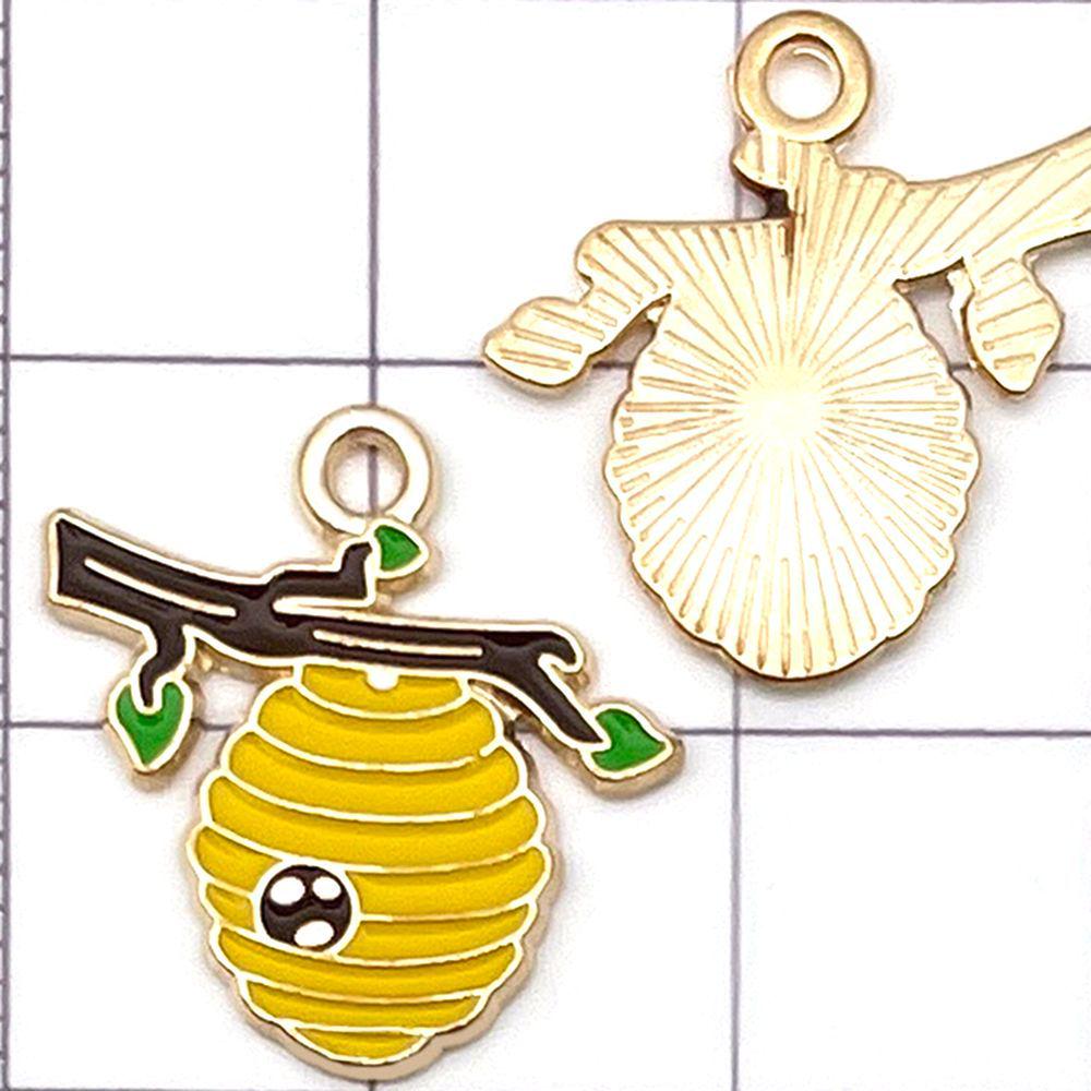 Set of 20 Yellow Enamel Bee and Beehive Pendants for DIY Bracelets and Necklaces