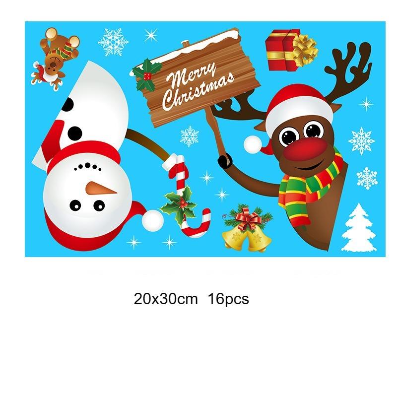Christmas Static Window Stickers Large Snow Flake Elk PVC Wall Decals Santa Party New Year Home Glass Decor Dress Up Accessories