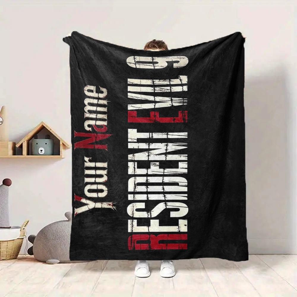 Custom 1Pc Custom Resident Evil Fleece Flannel Blanket Soft Warm Cozy Office Throw For Bedroom Couch Travel Birthday Xmas Gift